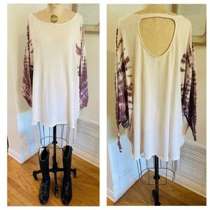 Free People We The Free Tie-Dye Tunic Tee w/ Open Back, Large